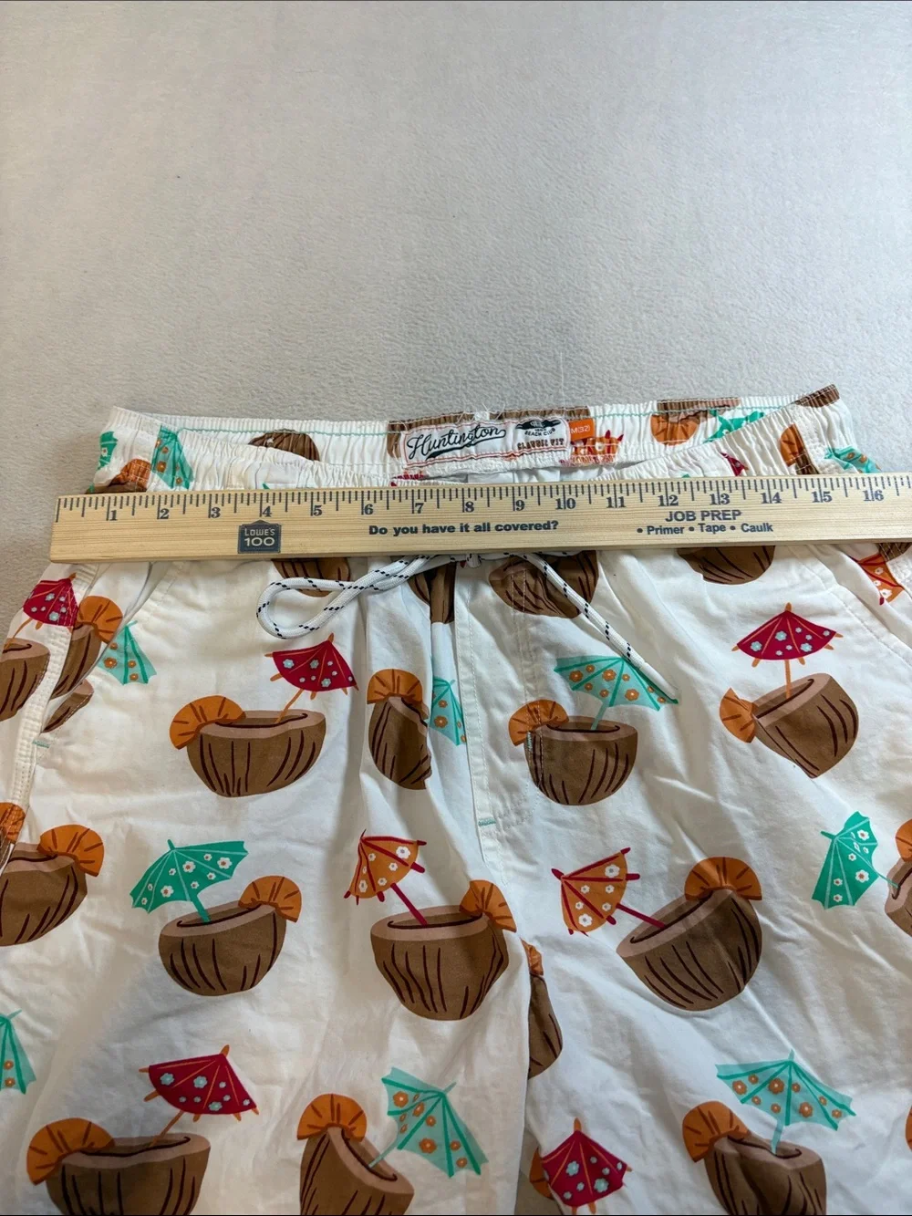 White Coconut & Umbrella Print Swim Shorts